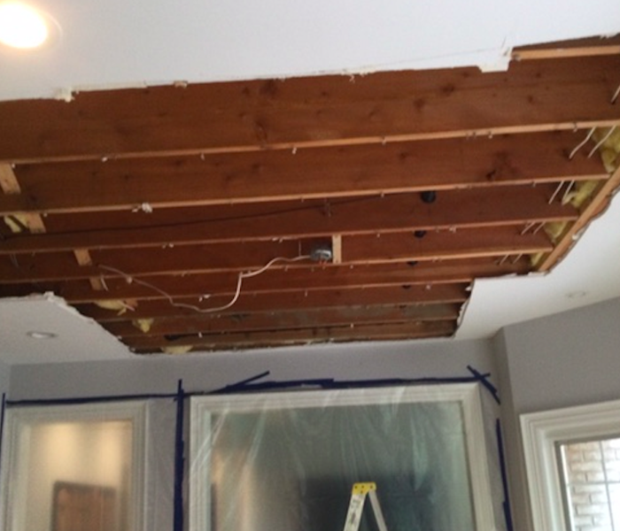 ceiling removed after water damage 