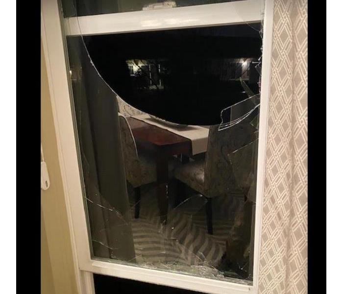 glass broken on window 