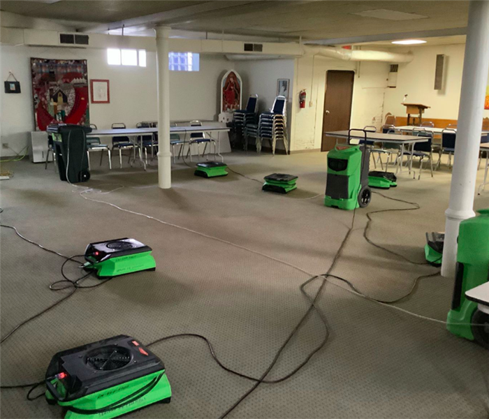 equipment set at church water loss